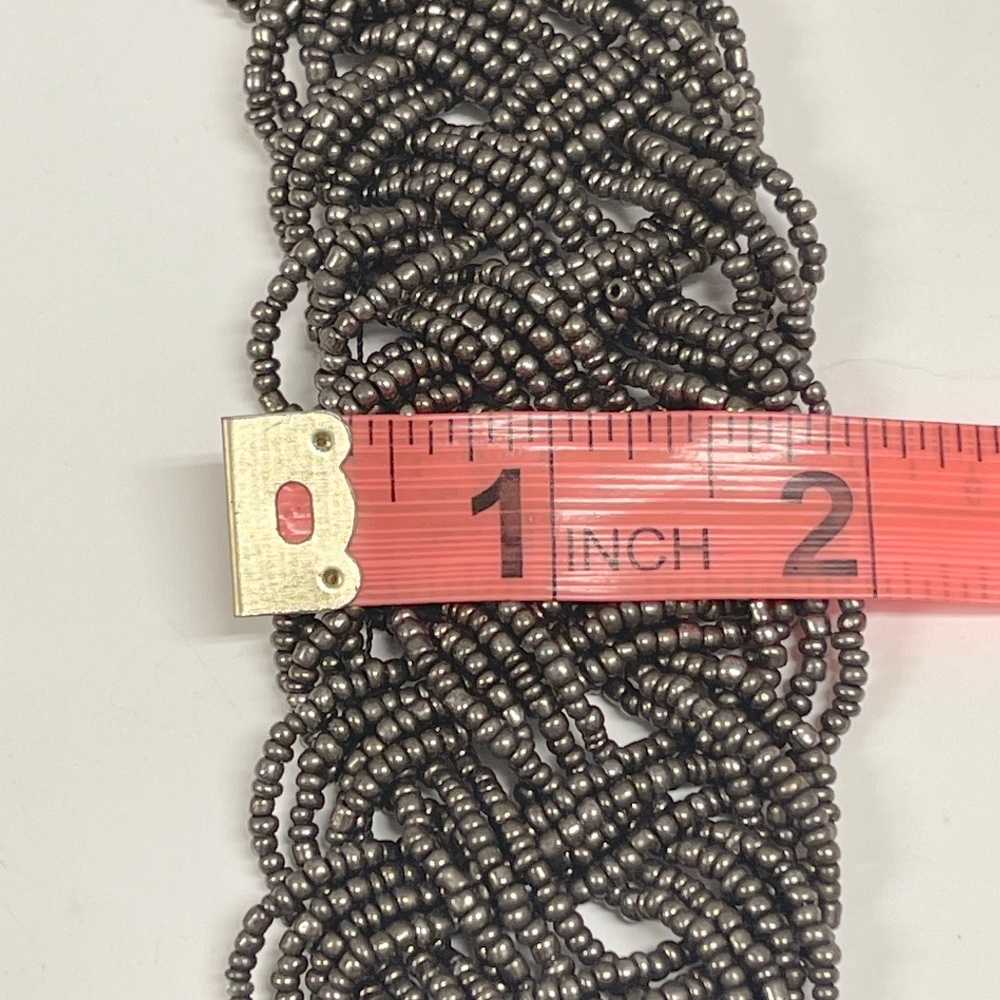 Vintage Gray Seed Bead Woven Collar Necklace - Picture 6 of 6